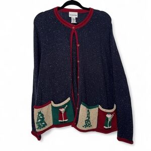 vintage 90s christmas sweater grandma cardigan size large
